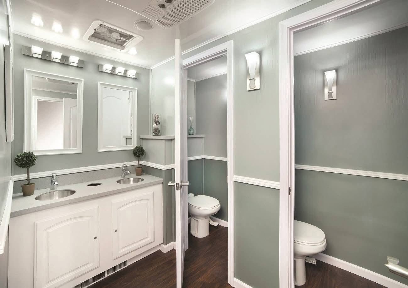 Interior of a Little Stinkers luxury restroom trailer, view 2