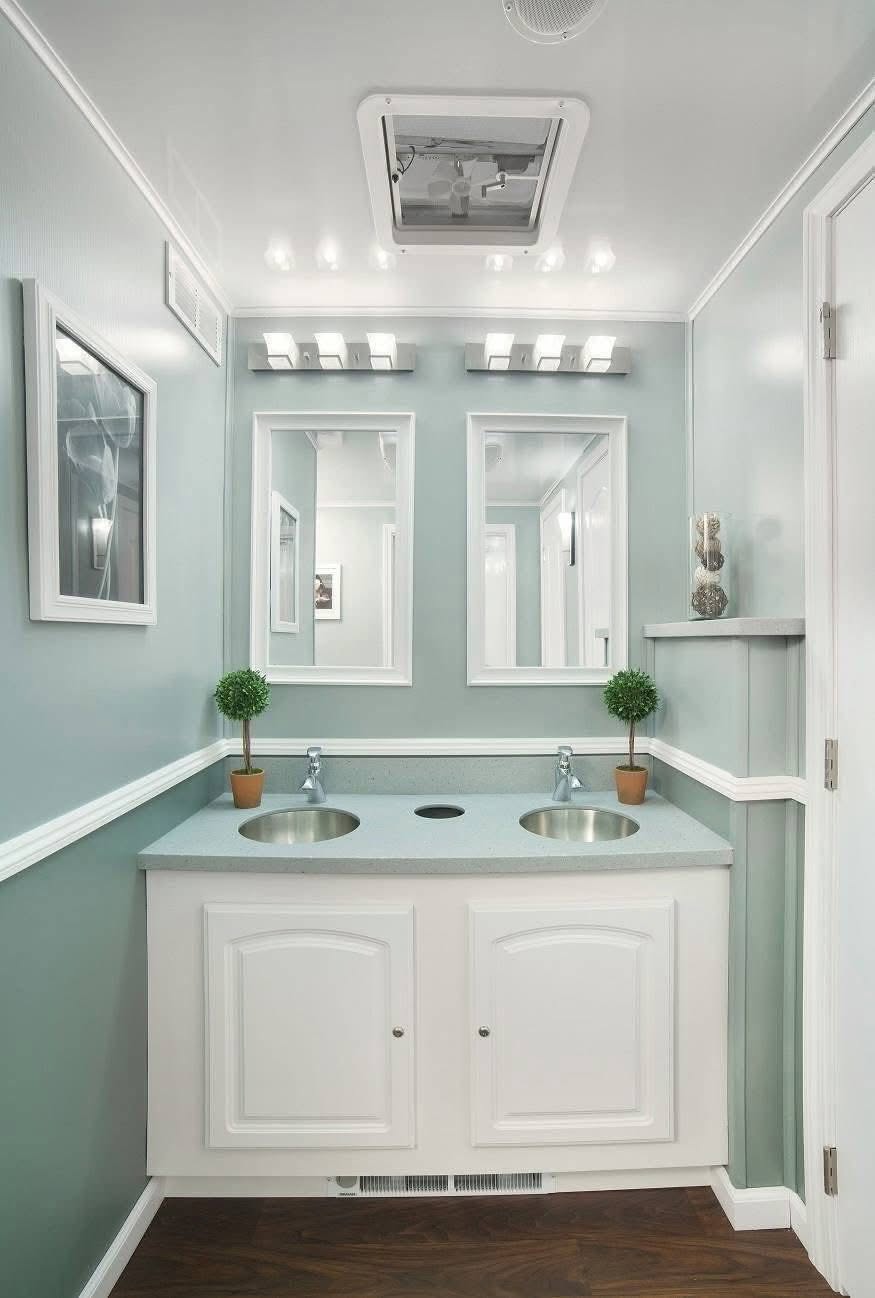 Interior of a Little Stinkers luxury restroom trailer, view 3