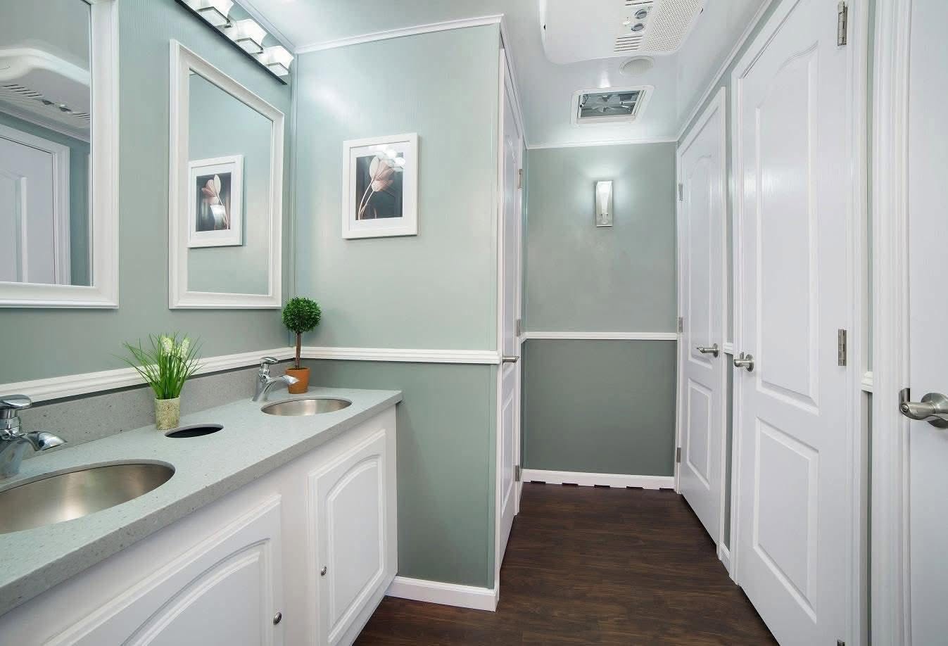 Interior of a Little Stinkers luxury restroom trailer, view 4